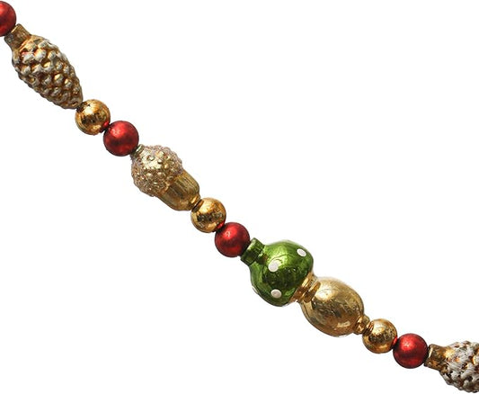 Glass Garland with Mushrooms and Pinecones 72"