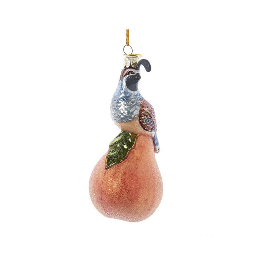 Noble Gems™ Glass Partridge In A Pear Tree Ornament, 5”