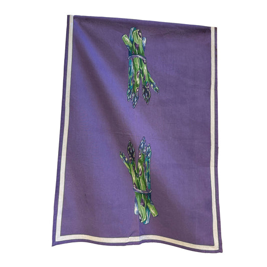 Asparagus Flour Sack Towel - Purple Background