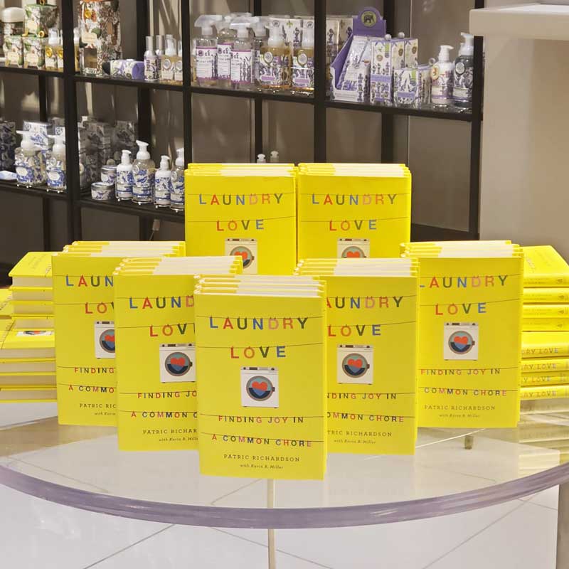 Stacks of Laundry Love books in store