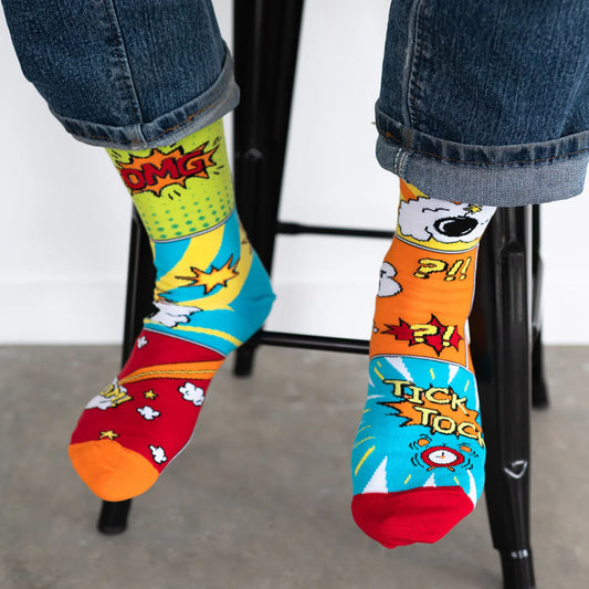 Men's Comic Book Mismatched Socks
