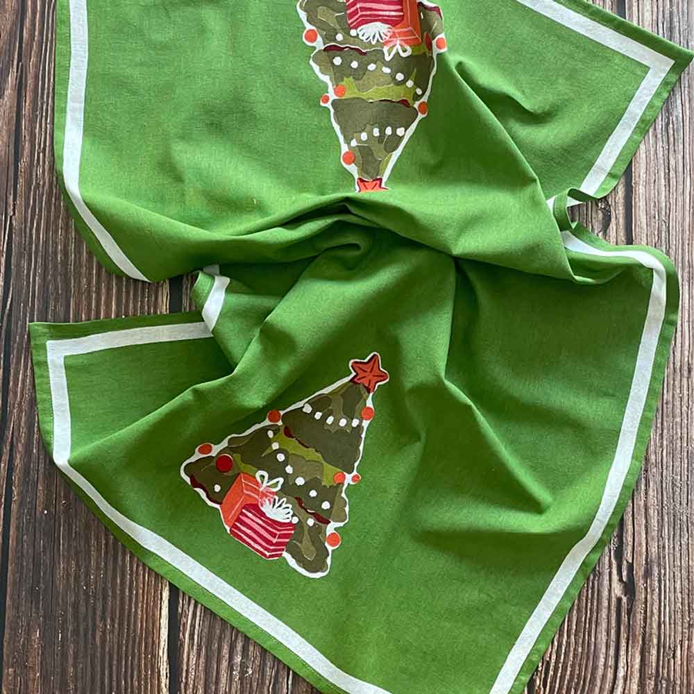 Christmas Tree Flour Sack Towel - Green Background