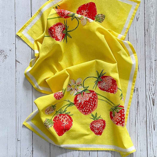 Strawberry Towel - Yellow Background