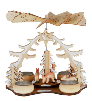 8.5" Tea Light Christmas Pyramid with Deer