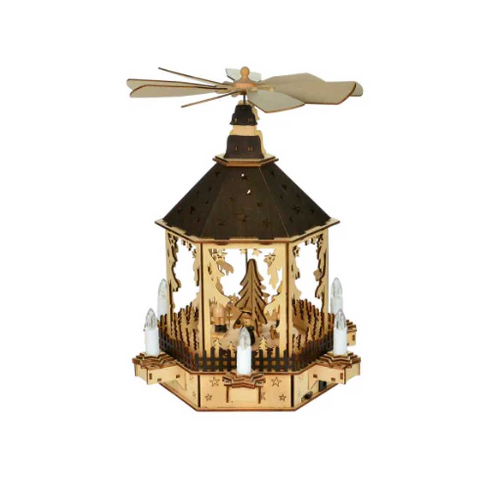 LED Candle Christmas Pyramid with Black Roof