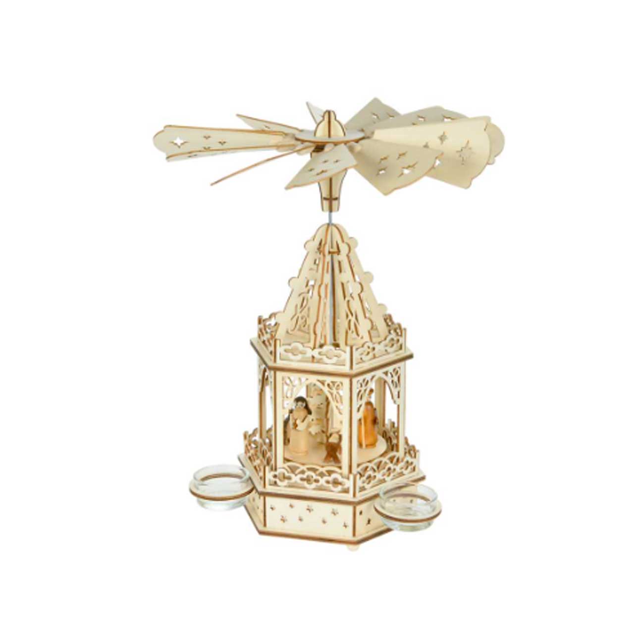 14" Tea Light Christmas Nativity Pyramid