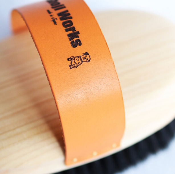 Wood & Leather Dog Brush