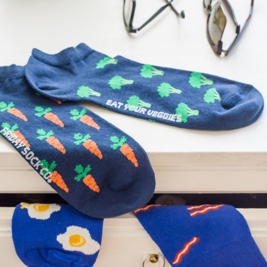 Men's Broccoli & Carrot Mismatched Ankle Socks