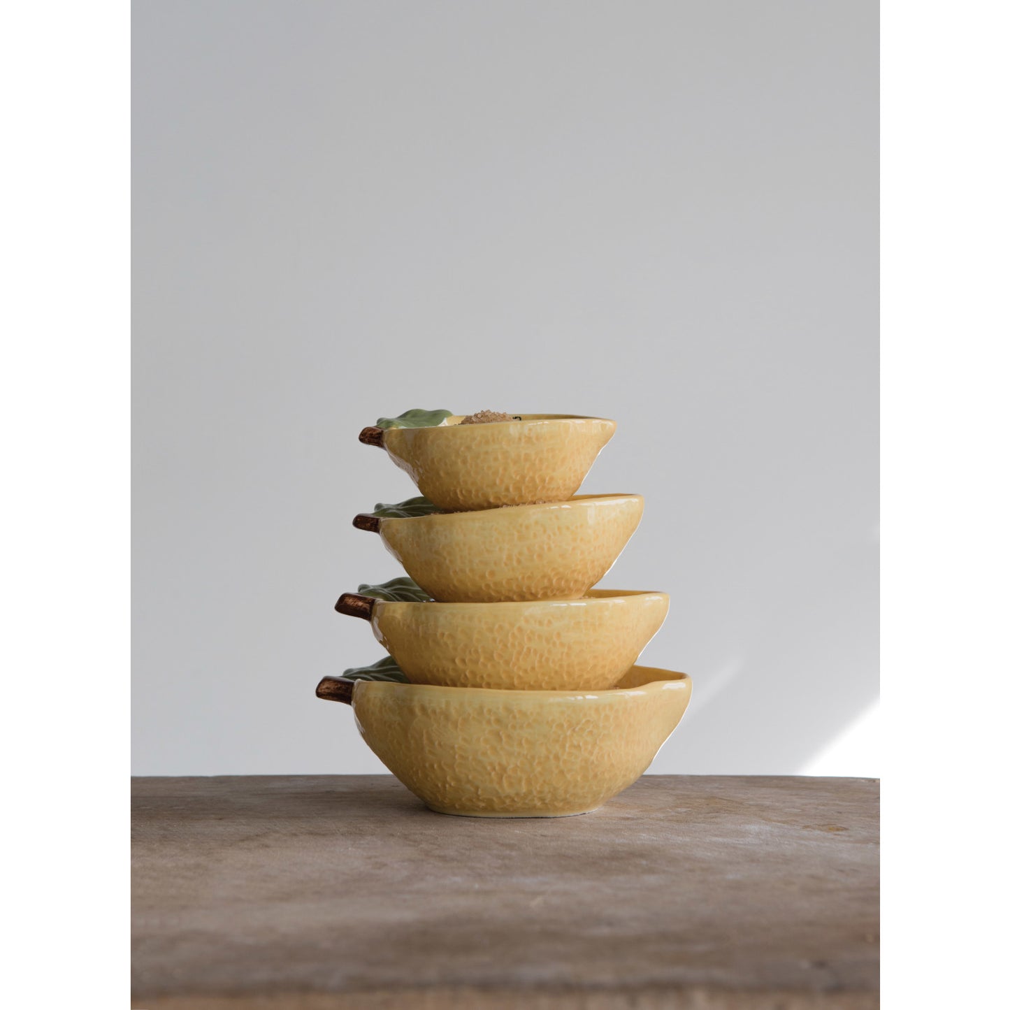 Lemon Stoneware Measuring Cup Set