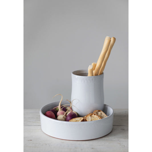 Glazed 2-Compartment Terracotta Tray