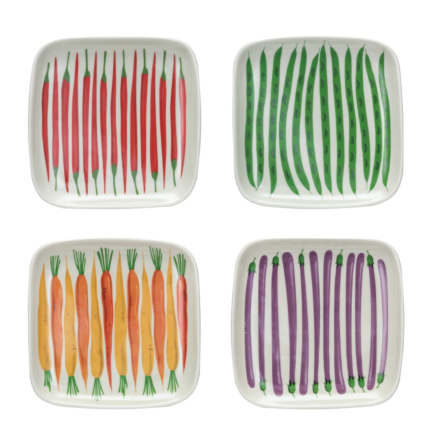 Hand-Painted Stoneware Plate w/ Vegetables, 4 Styles