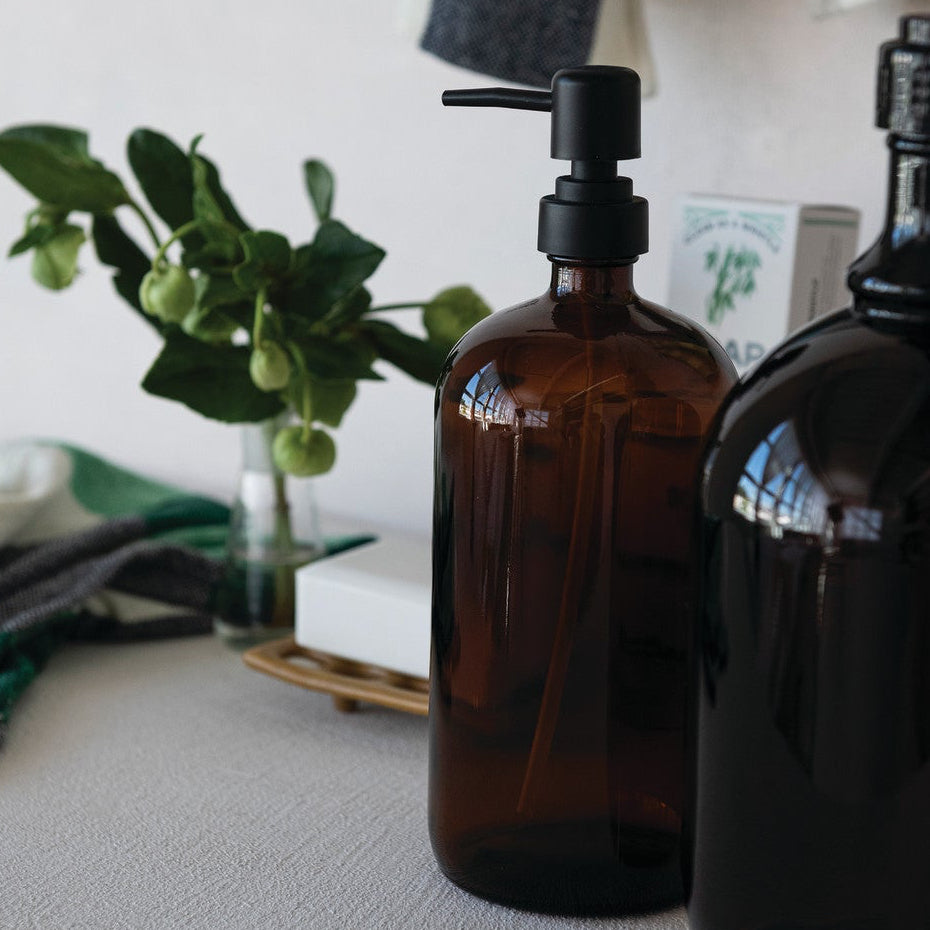 Amber Glass Pump Bottle