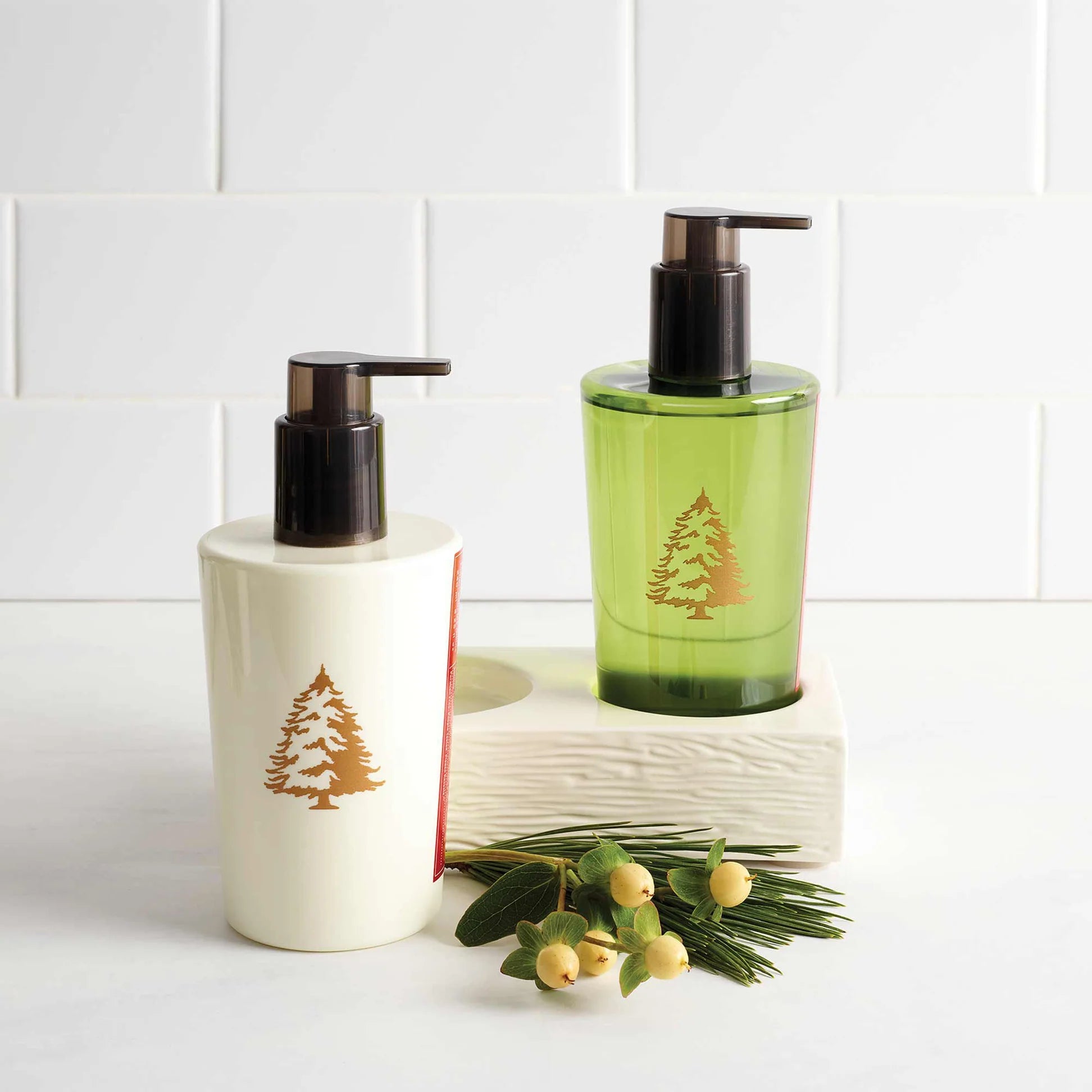frasier fir hand soap and lotion on the counter