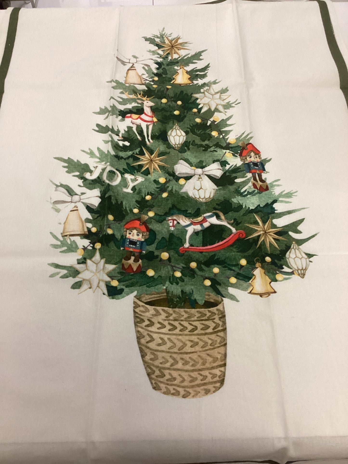 Christmas Tree on White Background Green Border