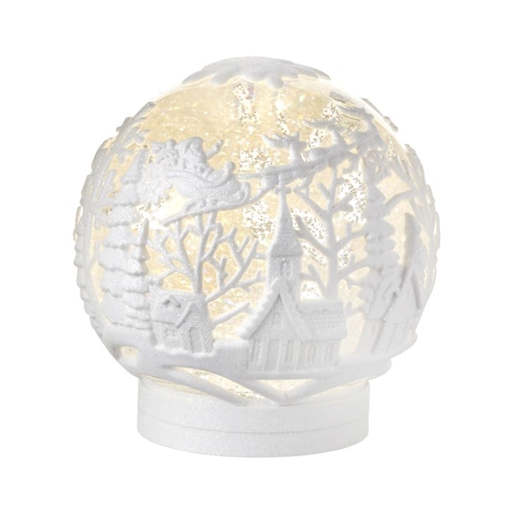 6.25" Town Scene Lighted Swirling Glitter Embossed Water Globe