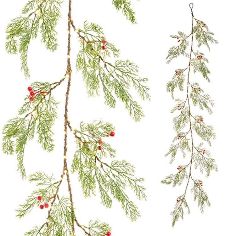 6' Frosted Berry Cedar Lighted Garland