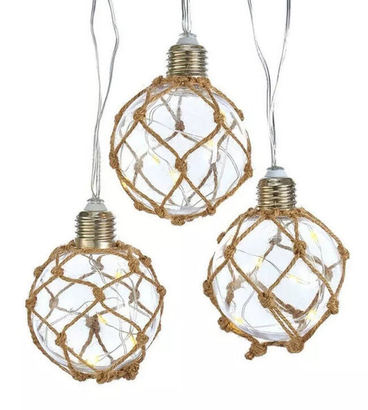 Kurt Adler 25 Light Clear Ball w/ Burlap Rope Set