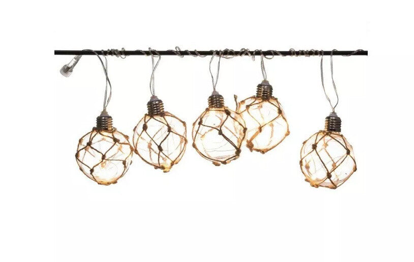 Kurt Adler 25 Light Clear Ball w/ Burlap Rope Set