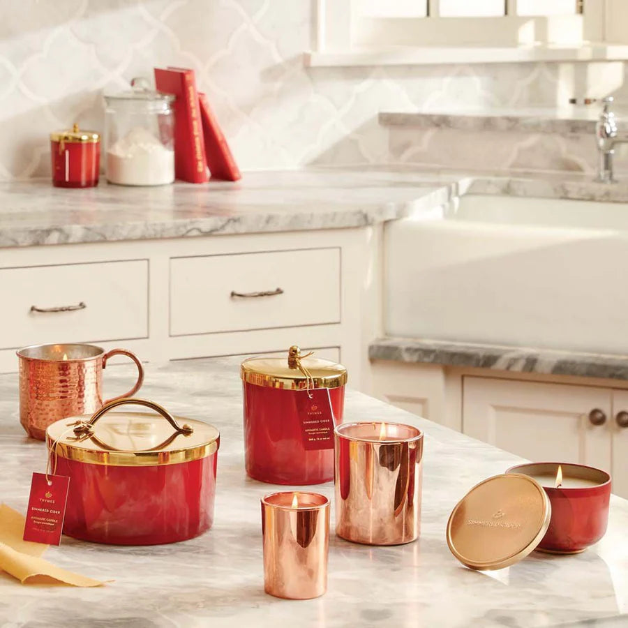 Thymes Simmered Cider Tin Candle w/ Gold Lid