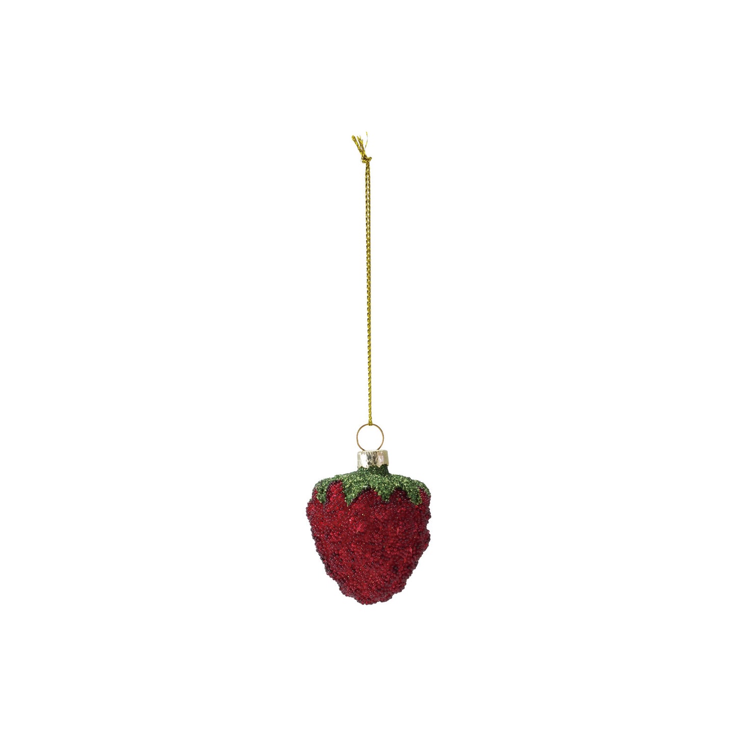 2"H Glass Beaded Strawberry Ornament, Red & Green