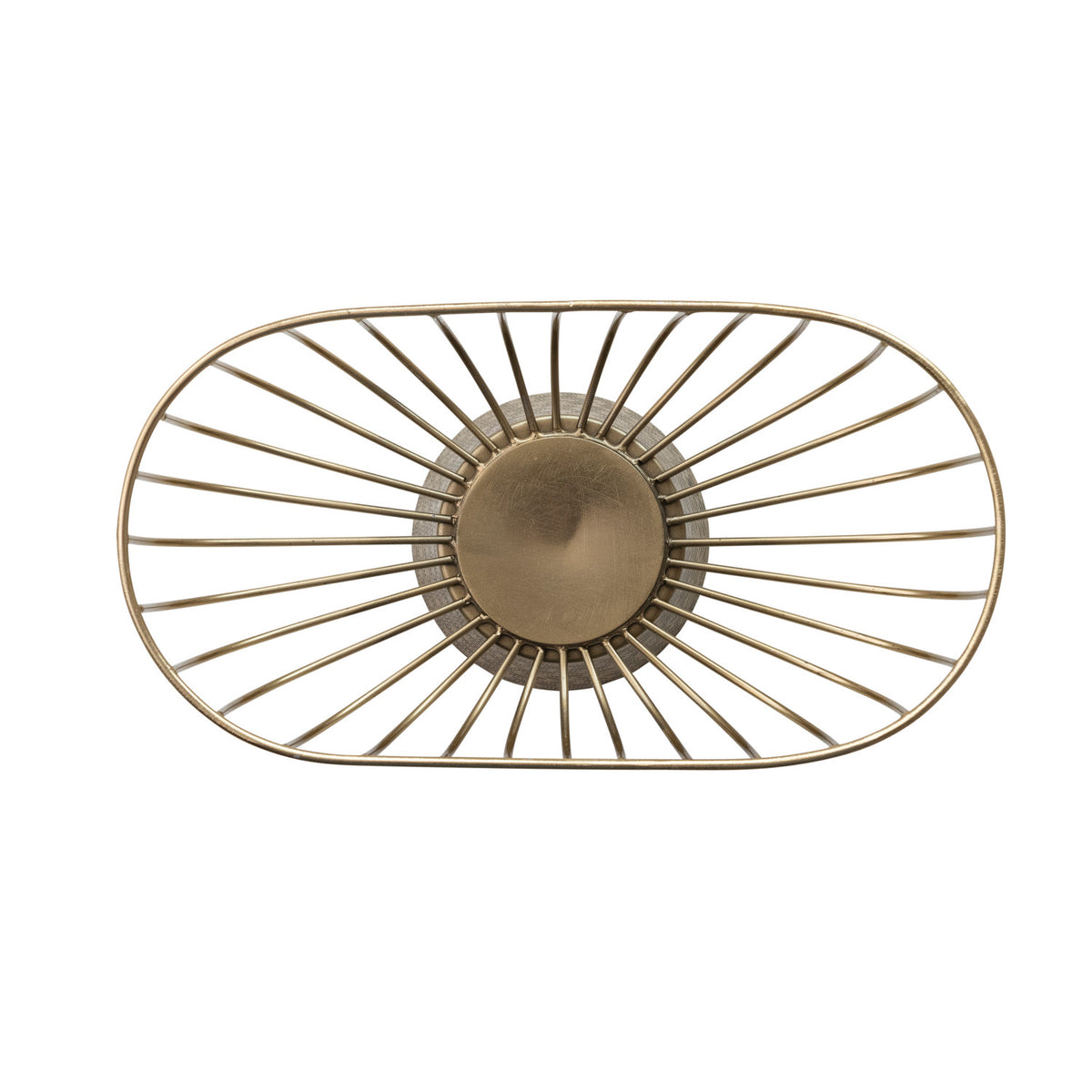 Decorative Embossed Metal Wire Footed Bowl, Gold Finish