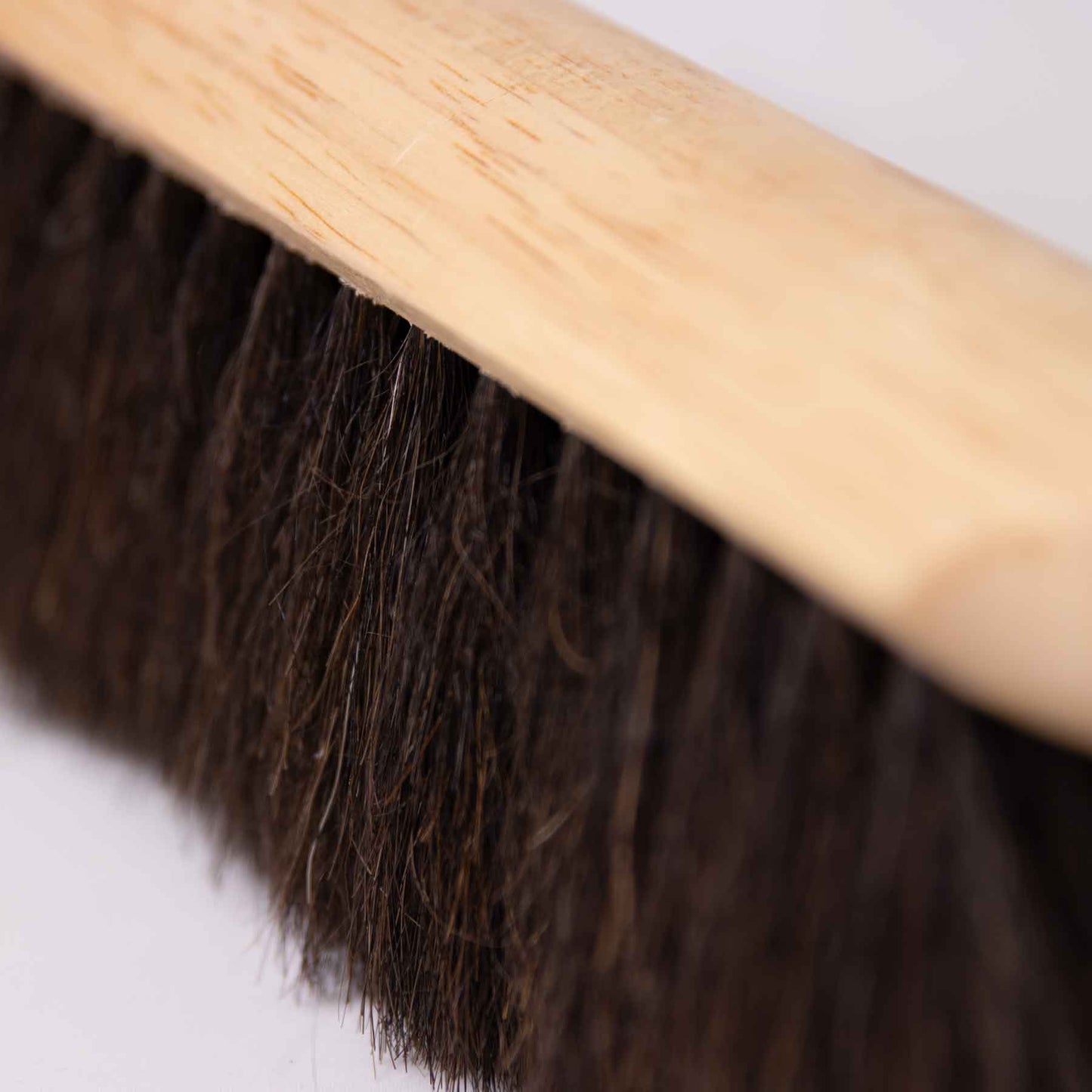Upclose shot of the large horse hair brush the Laundry Evangelist