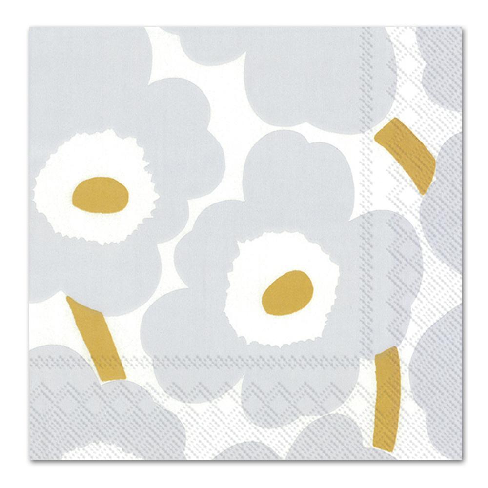 Unikko Luncheon Napkins - white silver