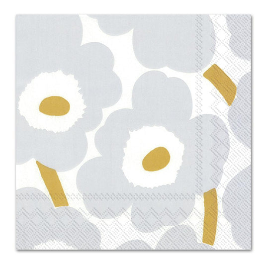 Unikko Luncheon Napkins - white silver