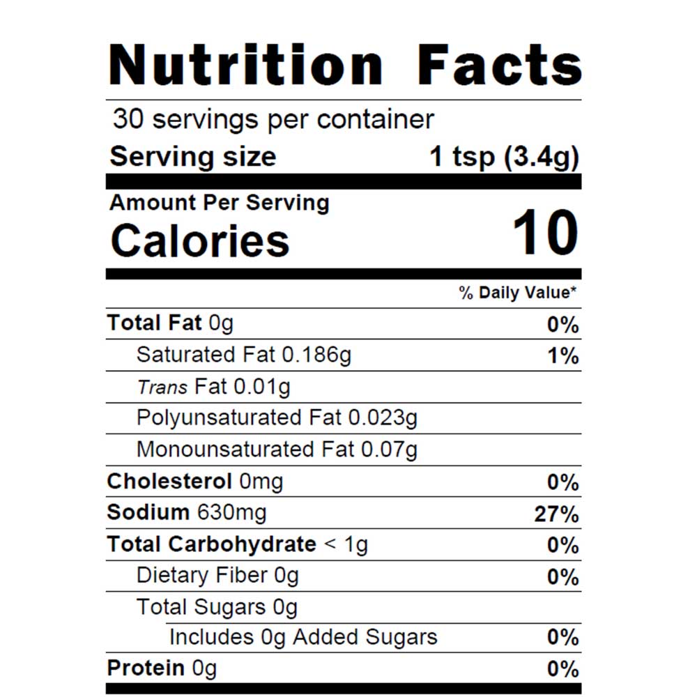 Garlic Parmesan nutrition facts