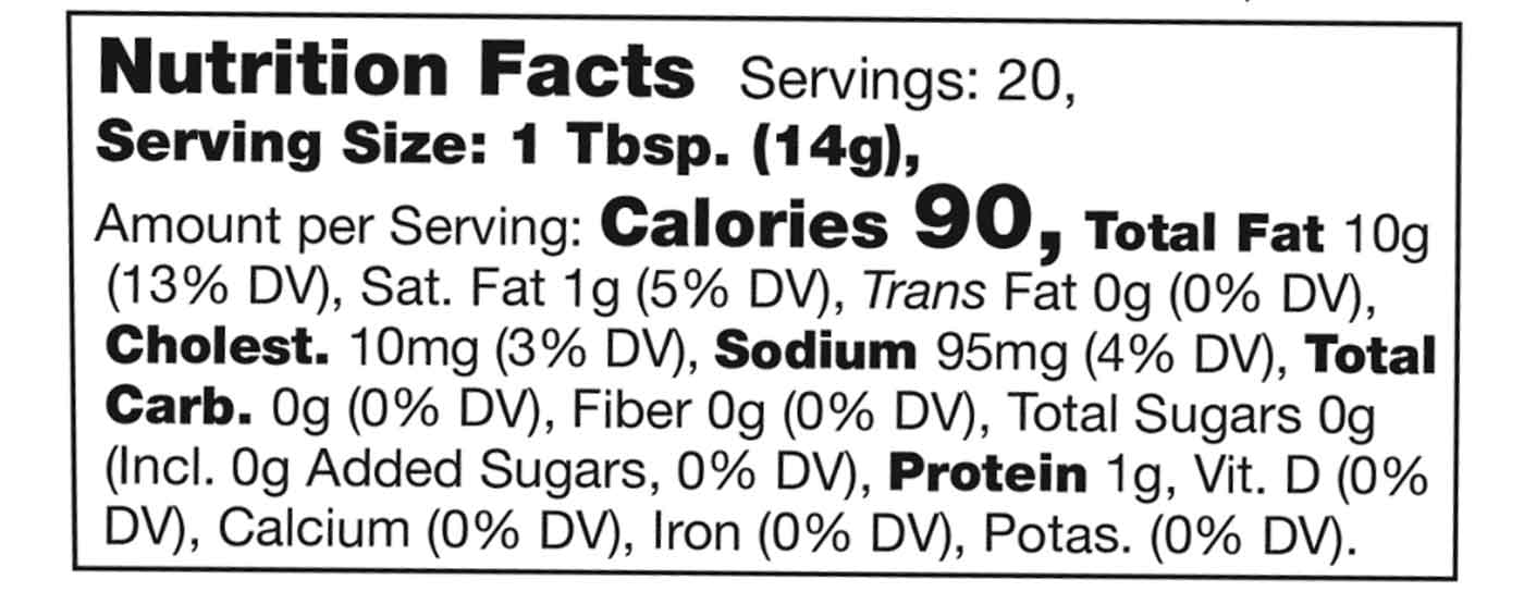 Jalapeño Bacon Cheese Aioli nutrition