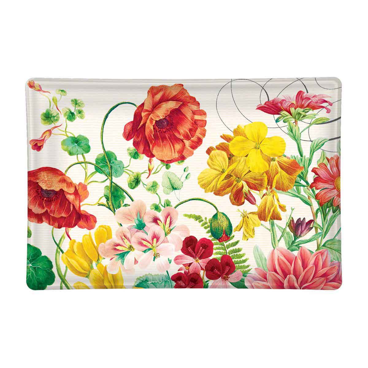 Poppies and Posies Rectangular Glass Soap Dish