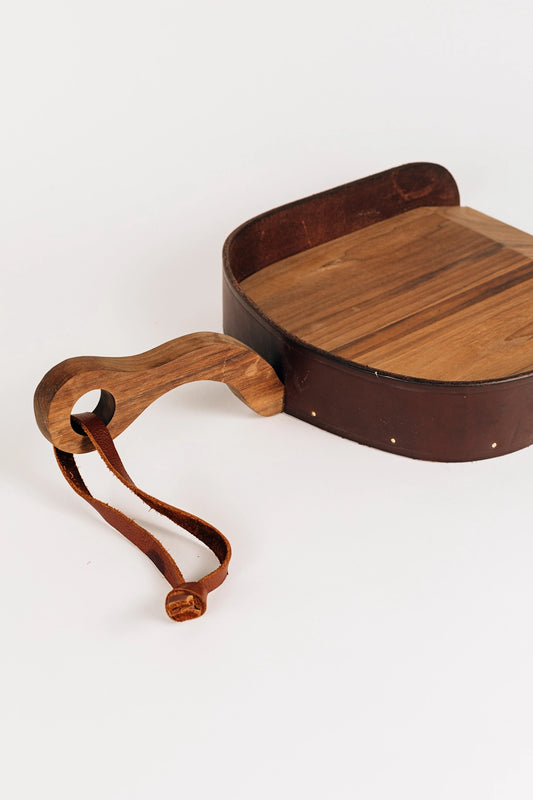 Wood and Leather Dustpan