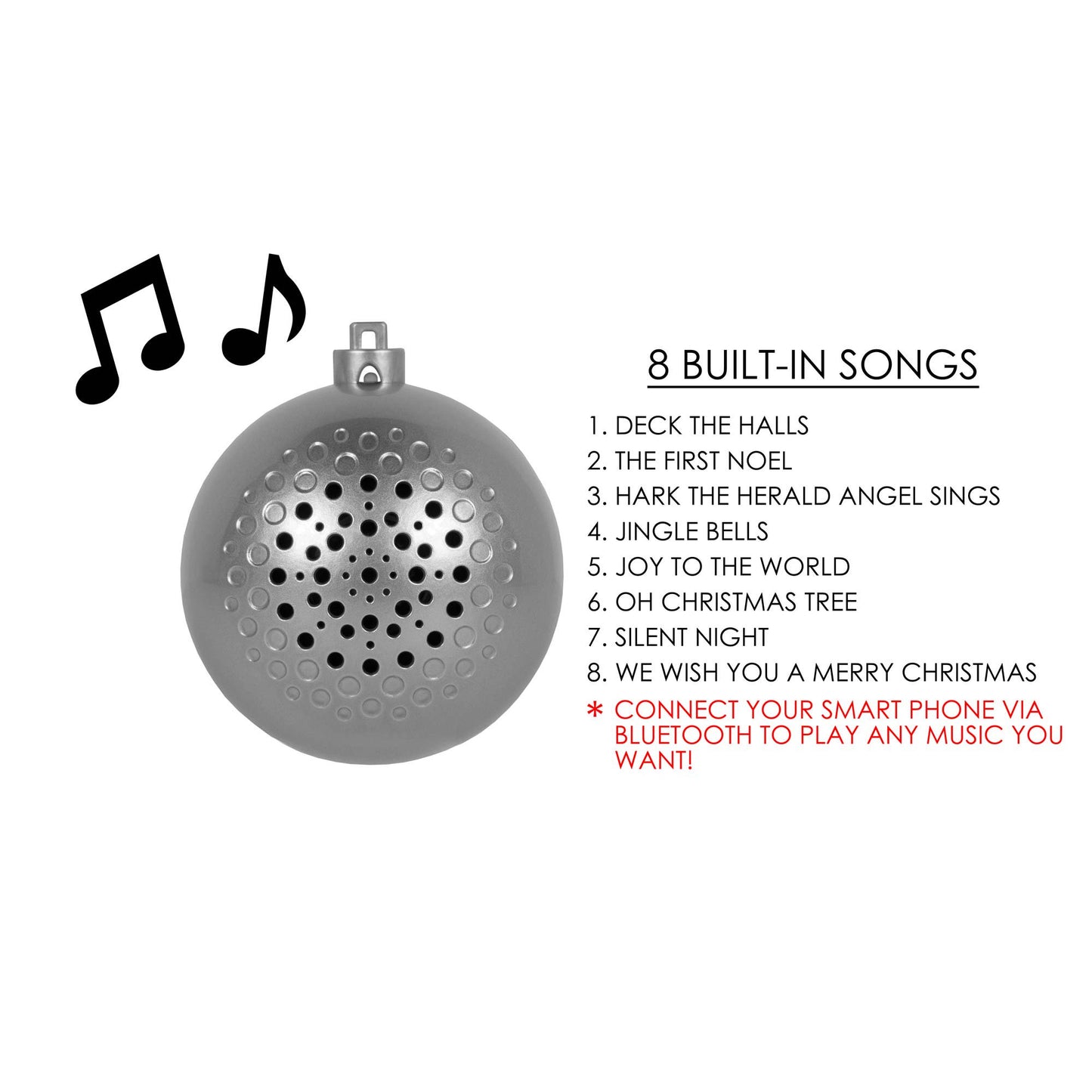 Silver Bluetooth Speaker Ball Ornament