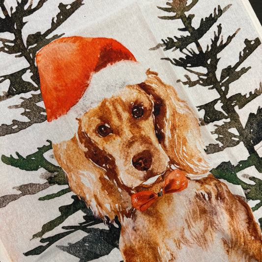 Holiday Dog Floursack Towel