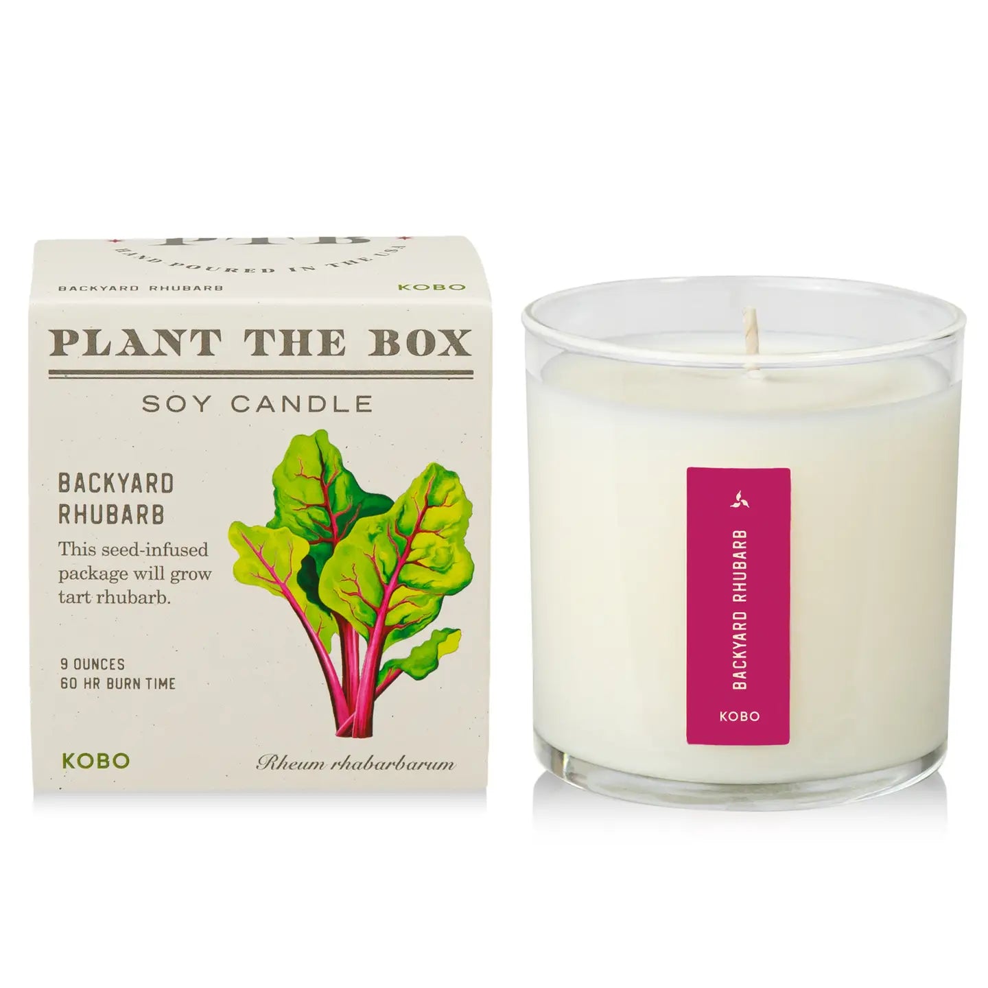 Plant The Box Backyard Rhubarb Candle 9oz