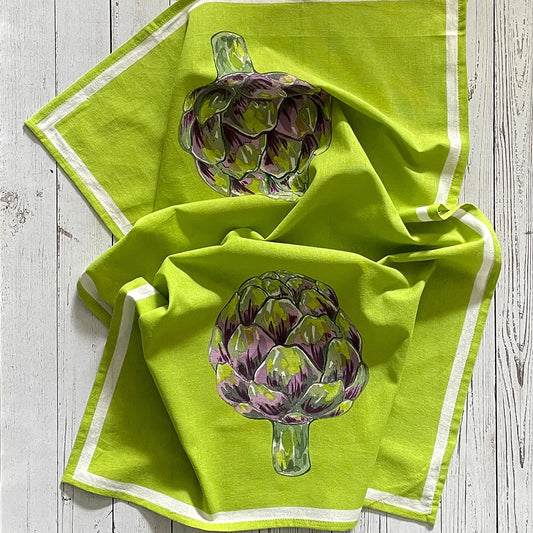Artichoke Flour Sack Towel - Green Background