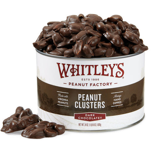 WHITLEY’S DARK CHOCOLATEY COVERED PEANUT CLUSTERS 10oz
