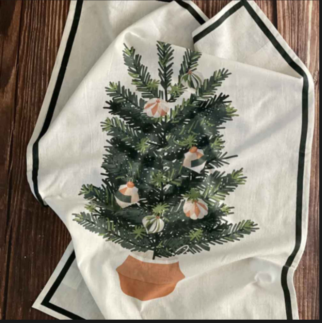 Christmas Tree Floursack Towel - White Background