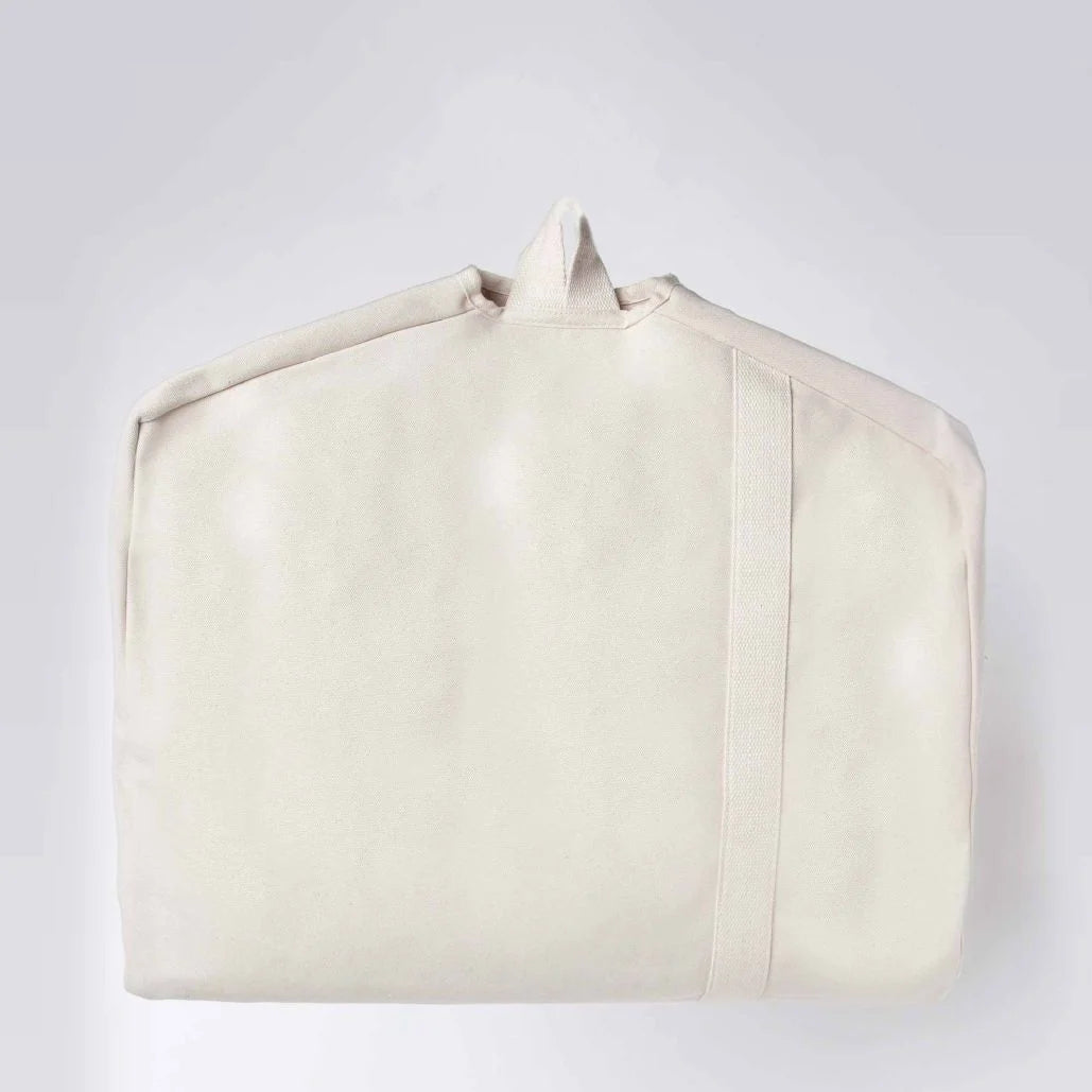 Canvas garment bag folded