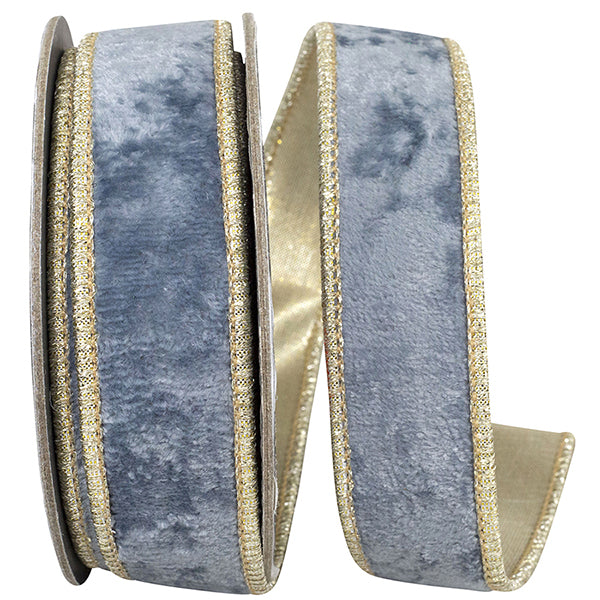 VELVET PLUSH TEXTURE SKY DELUXE BACKED WIRED EDGE RIBBON The Laundry