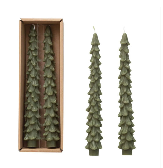 10" Unscented Tree-Shaped Candle  Dark Green