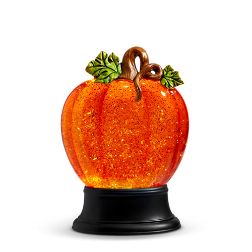 9.5" Lighted Flat Swirling Glitter Water Pumpkin