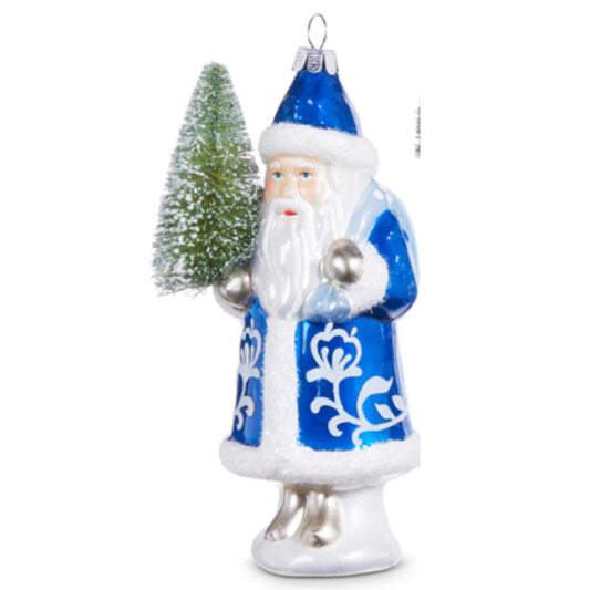 5.5" SANTA WITH TREE ORNAMENT BLUE