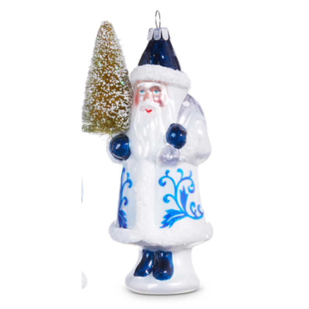 5.5" SANTA WITH TREE ORNAMENT WHITE