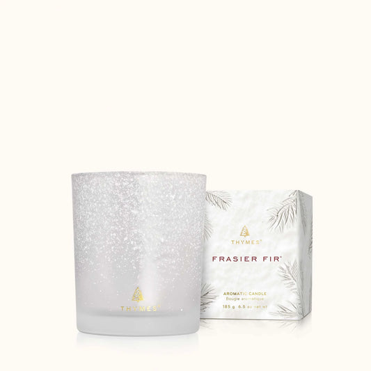 Frasier Fir Flocked 6.5 oz Poured Candle Frosted glass