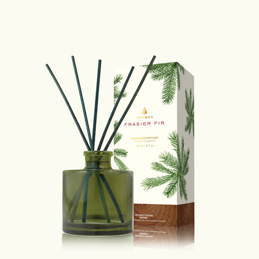 Thymes Frasier Fir Diffuser 4 oz Green Sticks and Bottle