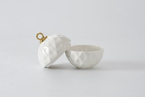 White with Gold Top Ornament Bowl