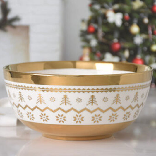 White with Gold Holiday Trim Medium Bowl