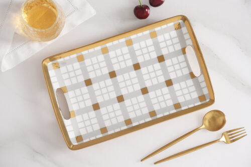 White with Gold Pattern Small Tray