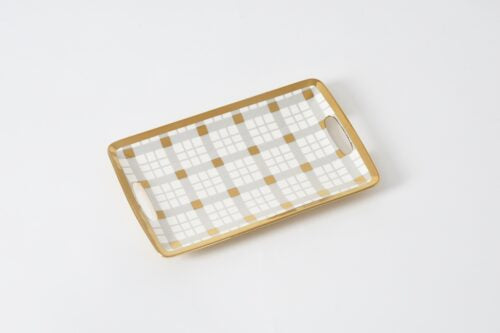 White with Gold Pattern Small Tray